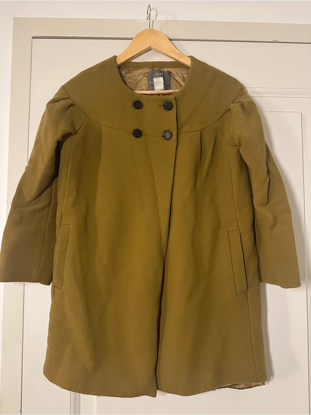 JCREW Double-cloth bonbon coat in dark cypress green